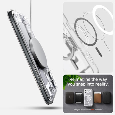Spigen für iPhone 16 Plus Hülle [Anti-Yellowing] Ultra Hybrid MagFit Case Handyhülle Transparent Dünn Slim Kompatibel mit MagSafe -Zero One White