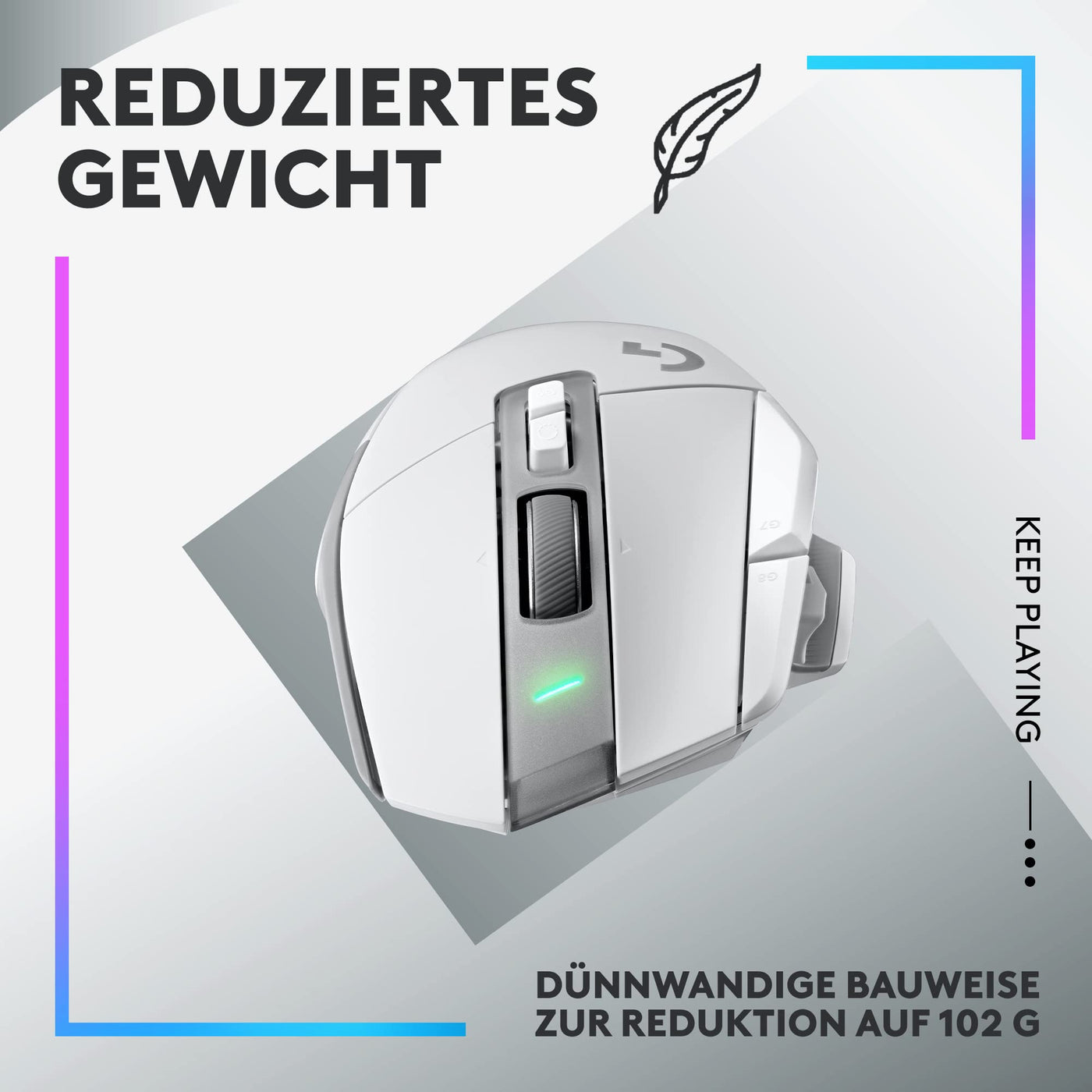 Logitech G502 X LIGHTSPEED Kabellose Gaming-Maus - Optische Maus mit optisch-mechanischen LIGHTFORCE Hybridschaltern, HERO 25K Gaming-Sensor, Kompatibel mit PC - macOS/Windows - Weiß