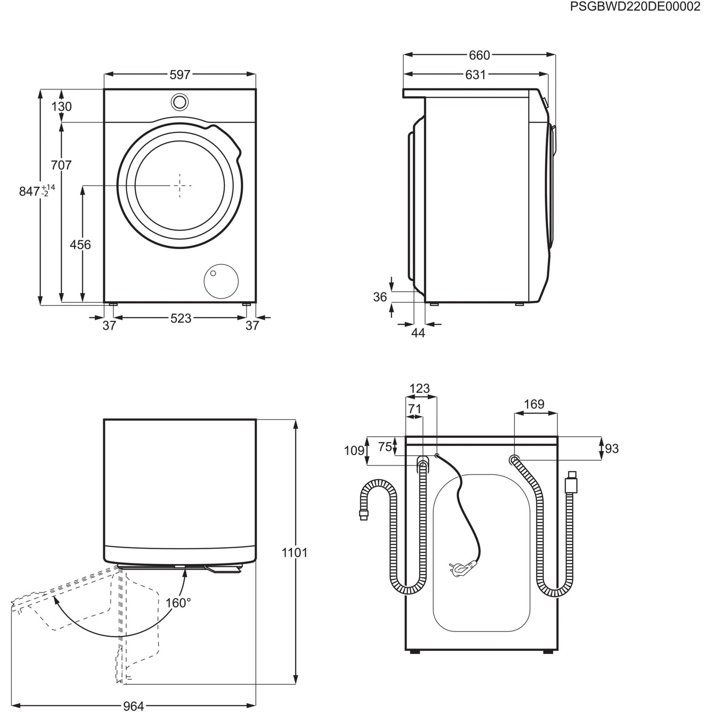 AEG LWR7S65690 Waschtrockner / Serie 7000 mit DualSense / 9 kg Waschen / 5 kg Trocknen / D / energiesparend / Mengenautomatik / Nachlegefunktion / ProSteam - Auffrischfunktion / 1600 U/min