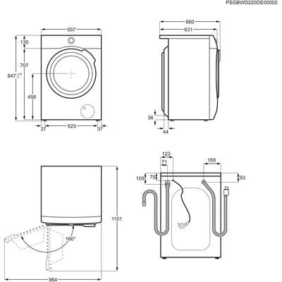 AEG LWR7S65690 Waschtrockner / Serie 7000 mit DualSense / 9 kg Waschen / 5 kg Trocknen / D / energiesparend / Mengenautomatik / Nachlegefunktion / ProSteam - Auffrischfunktion / 1600 U/min
