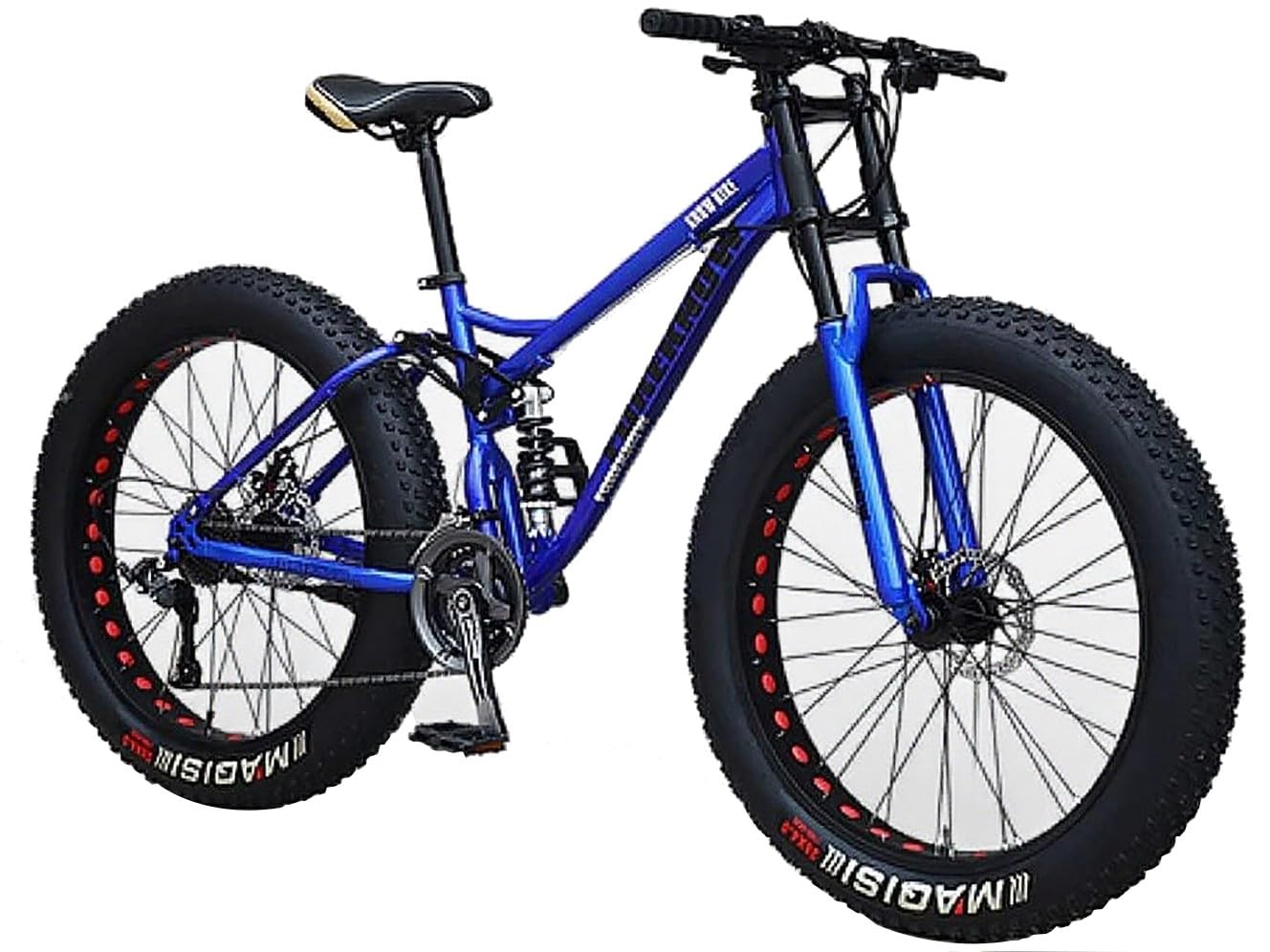 Kcolic Mountainbike, 26 Zoll 21 Gang Fat Tire Fahrrad, Rahmen Aus Kohlenstoffstahl, Vollfederung, Doppelscheibenbremse, 4,0 Zoll Dicke Räder Für Trail Und Strandfahrten D,26in21