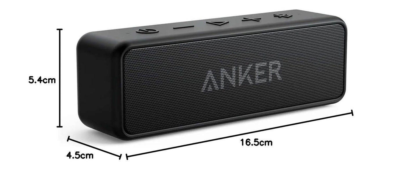 Anker SoundCore 2 Bluetooth Lautsprecher, Fantastischer Sound, Enormer Bass mit Dualen Bass-Treibern, 24h Akku, Verbesserter IPX7 Wasserschutz, Kabelloser Lautsprecher für iPhone, Galaxy usw.
