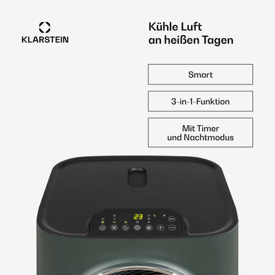 Klarstein Mobile Klimaanlage mit Abluftschlauch, 5-in-1 Klimagerät, Ventilator, Luftentfeuchter, Luftreiniger & Nachtmodus, App-Steuerung, Kleine & Portable für Wohnung & Büro, 10000 BTU