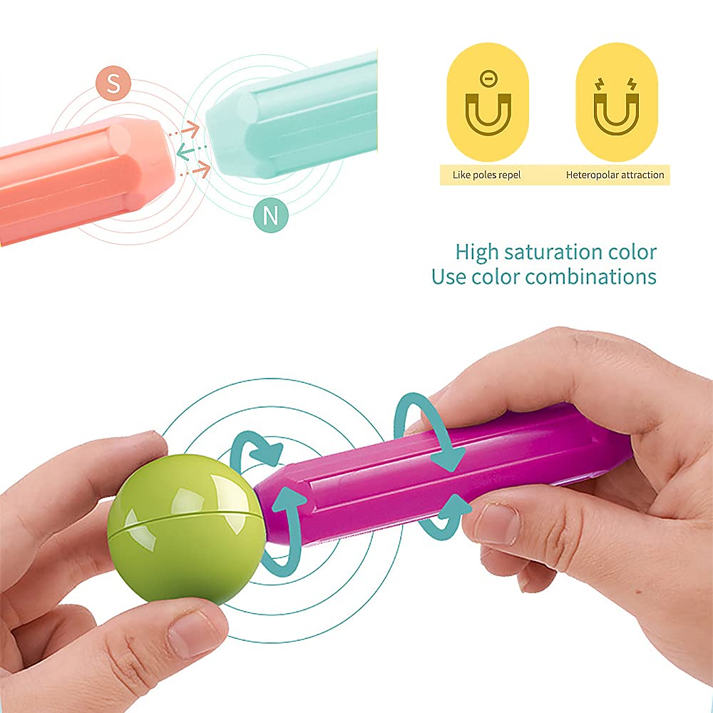 Magnetische und Stangen, 88 Stück magnetische Kugeln, Magnetbaustäbchen-Set, Bausteine, Fliesen, STEM Stapelspielzeug für Kinder ab 3 Jahren (88 Stück)