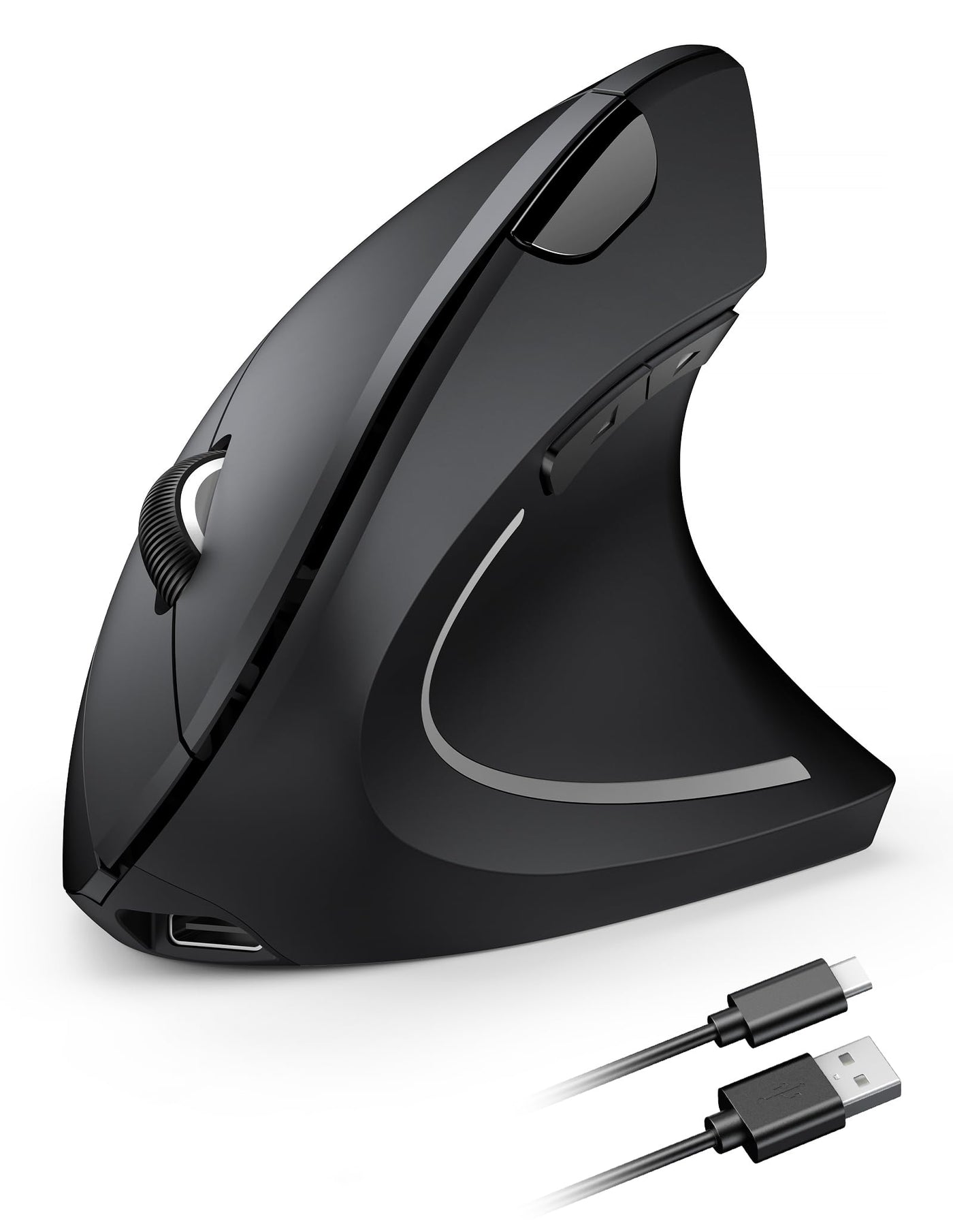 TECKNET Wiederaufladbar Ergonomische Maus Kabellos, 2.4G Optische Vertikale Maus Ergonomisch, 5 Einstellstufen bis 4800DPI, Leise Wireless Vertical Mouse mit 6 Tasten für Laptop, PC, Windows, Mac OS
