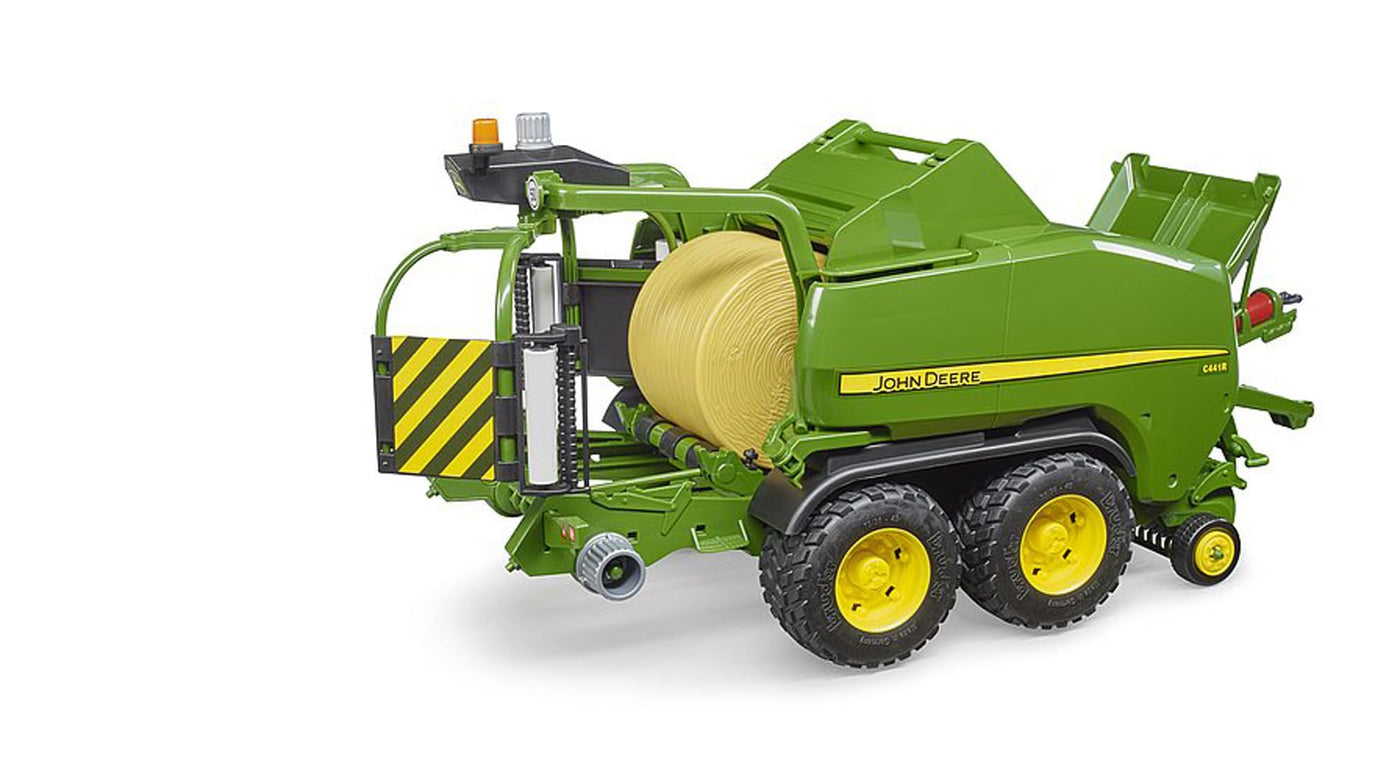 bruder 02032 - John Deere Rundballen-Presswickelkombination C441R - 1:16 Bauernhof, Landwirtschaft, Traktor, Anhänger, Erntemaschine, Pressewickler, Mähdrescher Zubehör, grün