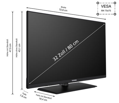 Telefunken XF32N750M Fernseher 32 Zoll Full HD LED TV mit 80 cm Bildschirmdiagonale und integriertem Triple-Tuner, schwarz