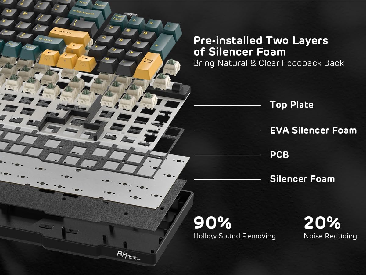 RK ROYAL KLUDGE RK96 RGB Limited Ed, 90% 96 Tasten Kabellose Tri-Modus BT5.0/2.4G/USB-C Hot-Swap-fähige Mechanische Tastatur mit Handballenauflage, Software-Unterstützung, Lineare Schalter, QWERTY