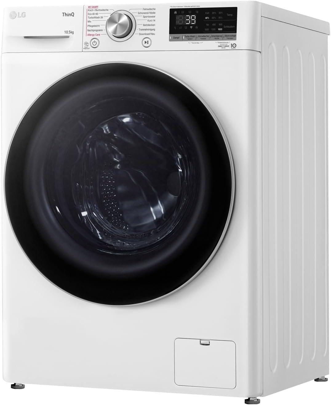LG Electronics Waschmaschine 10,5 kg AI DD Steam TurboWash 360° ThinQ Neue Wohlfühl-Trommel F6WV710P1 Weiß