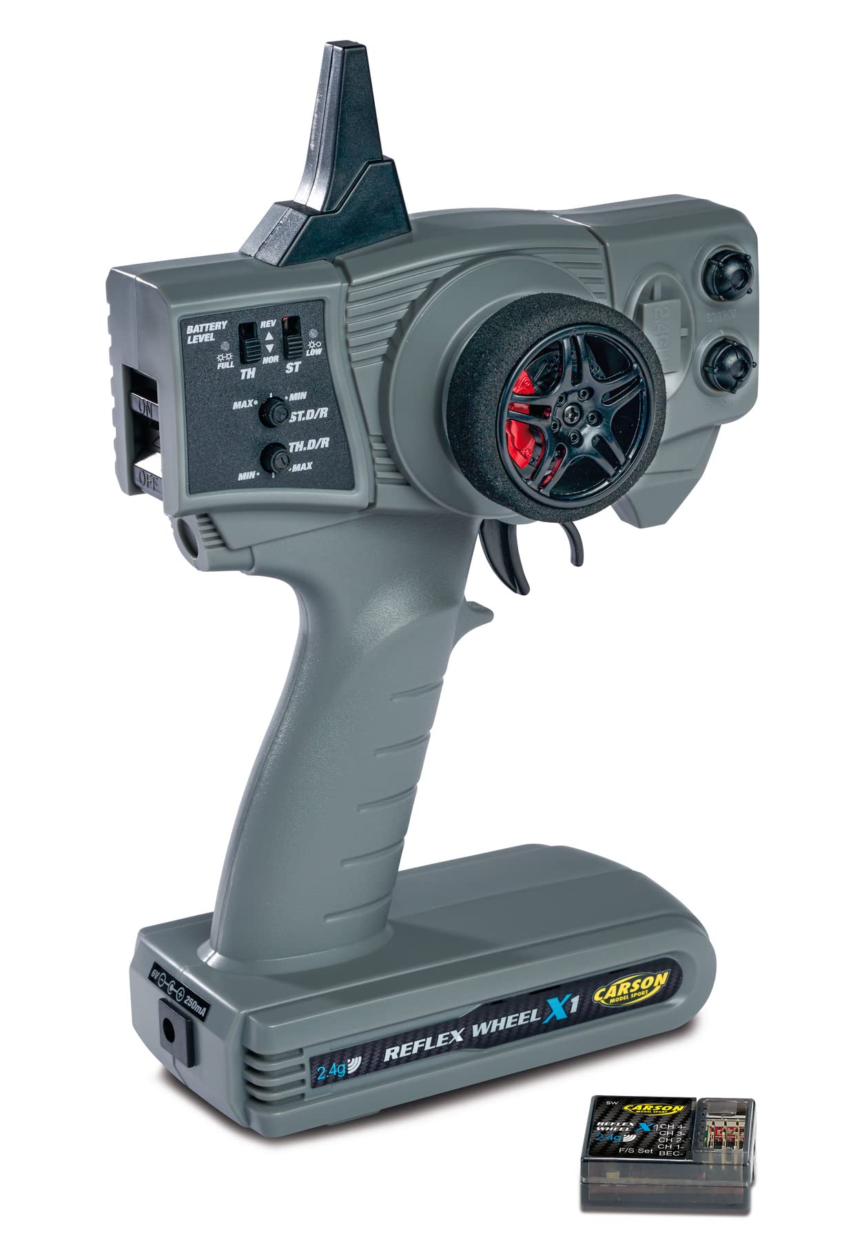 Carson 500500105 Reflex Wheel X1 2.4G grau - KIT kompatibel, Modellbau, Zubehör, Empfänger, RC Funke, 2 4 GHz Fernsteuerung