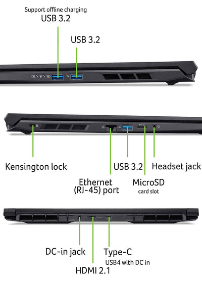 Acer Nitro V 16 AI (ANV16-42-R96W) Gaming Laptop, 16" WUXGA IPS 180Hz Display, AMD Ryzen 7 260, 16 GB RAM, 1 TB SSD, NVIDIA GeForce RTX 5070, Windows 11, QWERTZ Tastatur, Black