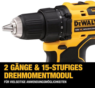 Dewalt 18V XR 2-Gang Akku-Bohrschrauber DCD708D2T (bürstenloses Vollmetall-Getriebe, 13 Mm Vollmetall-Schnellspann-Bohrfutter, LED-Arbeitslicht, Inkl. 2x Akkus, Ladegerät, Gürtelclip, T Stak Box)