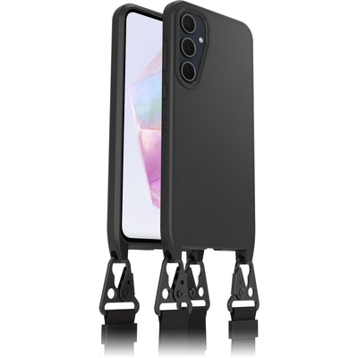 OtterBox React Lanyard Hülle für Samsung Galaxy A35 5G, schützende Hülle mit Verstellbarer und Abnehmbarer Handykette, Getestet nach Militärstandard, Schwarz - Keine Einzelhandelsverpackung
