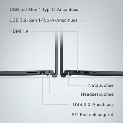 Dell Inspiron 15 3535 Laptop 15.6 Inch FHD 120Hz, AMD Ryzen 5 7520U, 8GB RAM LPDDR5, 512GB SSD, AMD Radeon Graphics, Intel Wi-Fi 6, Windows 11 Home, German QWERTY Black