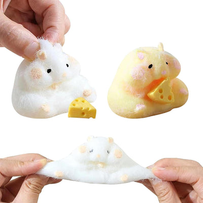 2Pcs Cartoon Hamster Squeeze Spielzeug, umweltfreundliche Silikon Stress Relief Spielzeug, weiche Gadgets, sensorische Spielzeug, Geschenke für Kinder über 6 Jahre alt (Hamster)