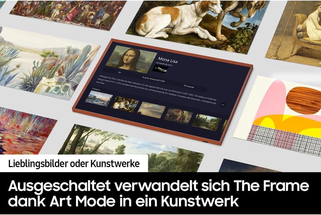 Samsung QLED 4K The Frame 65 Zoll Fernseher (GQ65LS03BGUXZG, Deutsches Modell), mattes Display, austauschbare Rahmen, Art Mode, Smart TV [2023]