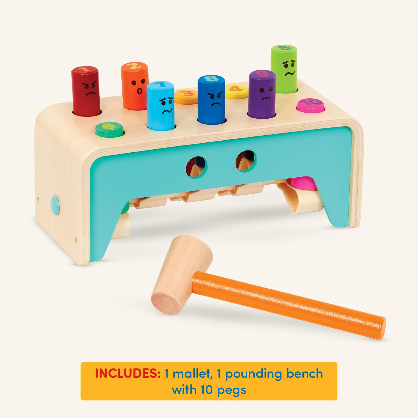 Battat Hammerspiel für Kinder aus Holz – Hämmerchenspiel, Klopfbank, Hammerbank, Klopfspiel – Motorikspielzeug Baby, Lernspielzeug, pädagogisches Spielzeug ab 1 Jahr