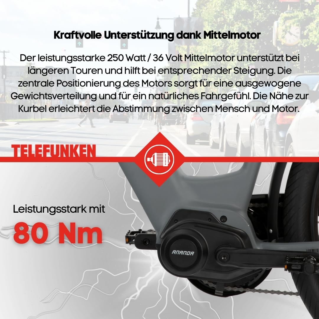 TELEFUNKEN SUV E-Bike 27,5 Zoll für Damen & Herren | Pedelec mit Mittelmotor & 468Wh Akku | Elektrofahrrad mit 7-Gang Kettenschaltung & Hydr. Scheibenbremsen, StVZO-konform | SUV500