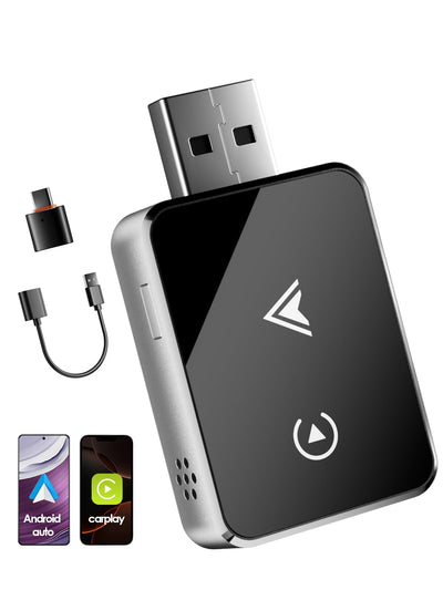 Wireless Adapter 2-in-1 für CarPlay/Android Auto, PARPAT Umwandlung von Kabelgebunden zu Kabellos mit USB/Type-C, Stabile Verbindung und Keine Verzögerung, Kompatibel mit iPhone/Android