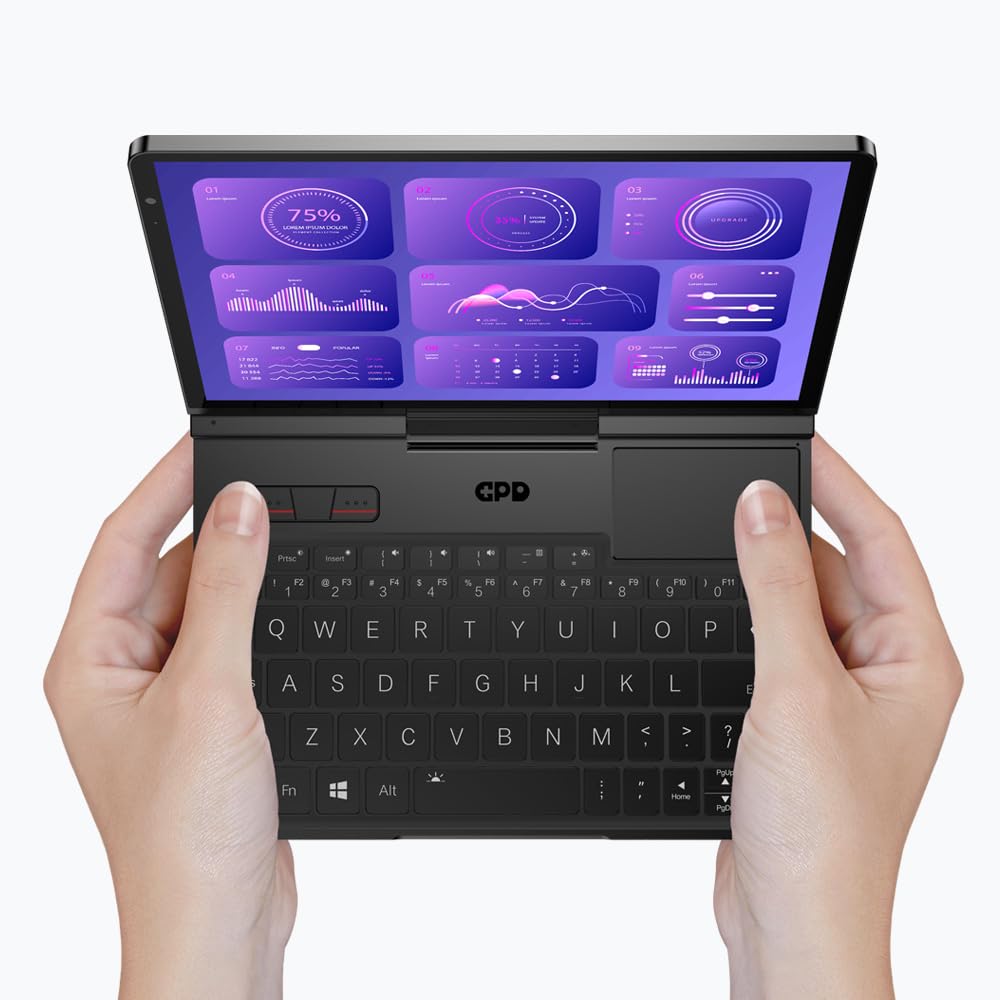GPD Pocket 4 (AI 9 HX370) – Ultra mobiler PC aus Aluminium mit Windows 11, 8,8 Zoll Ultra HD Display 180° drehbar, Ryzen AI 9 HX370, RAM 32 GB LPDDR5x, SSD NVMe 2 TB, Wi-Fi 6E, Ethernet 2.5G