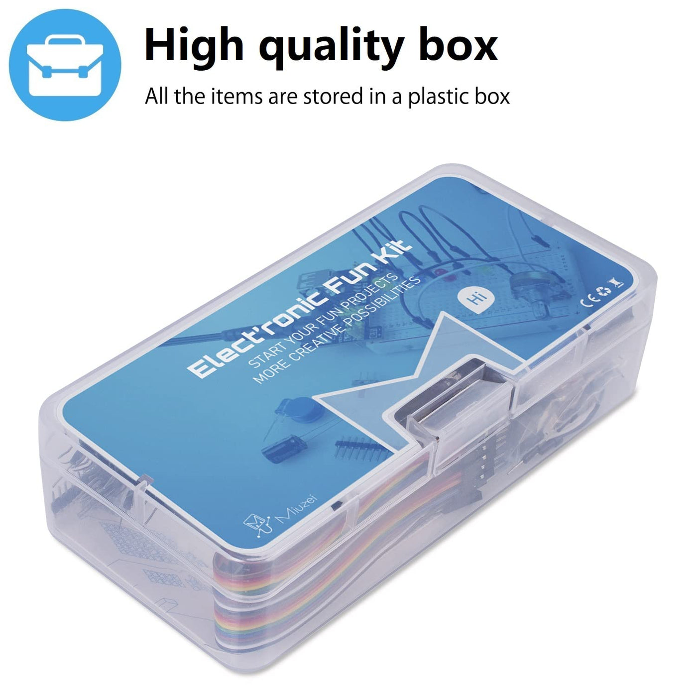 Miuzei Basic Starter Kit für Arduino Projekte mit Steckboard, Power Supply Modul, Jumperkabel, Resistors, LED, Elektronik Steckbrett Breadboard Set, Kompatibel mit Raspberry Pi