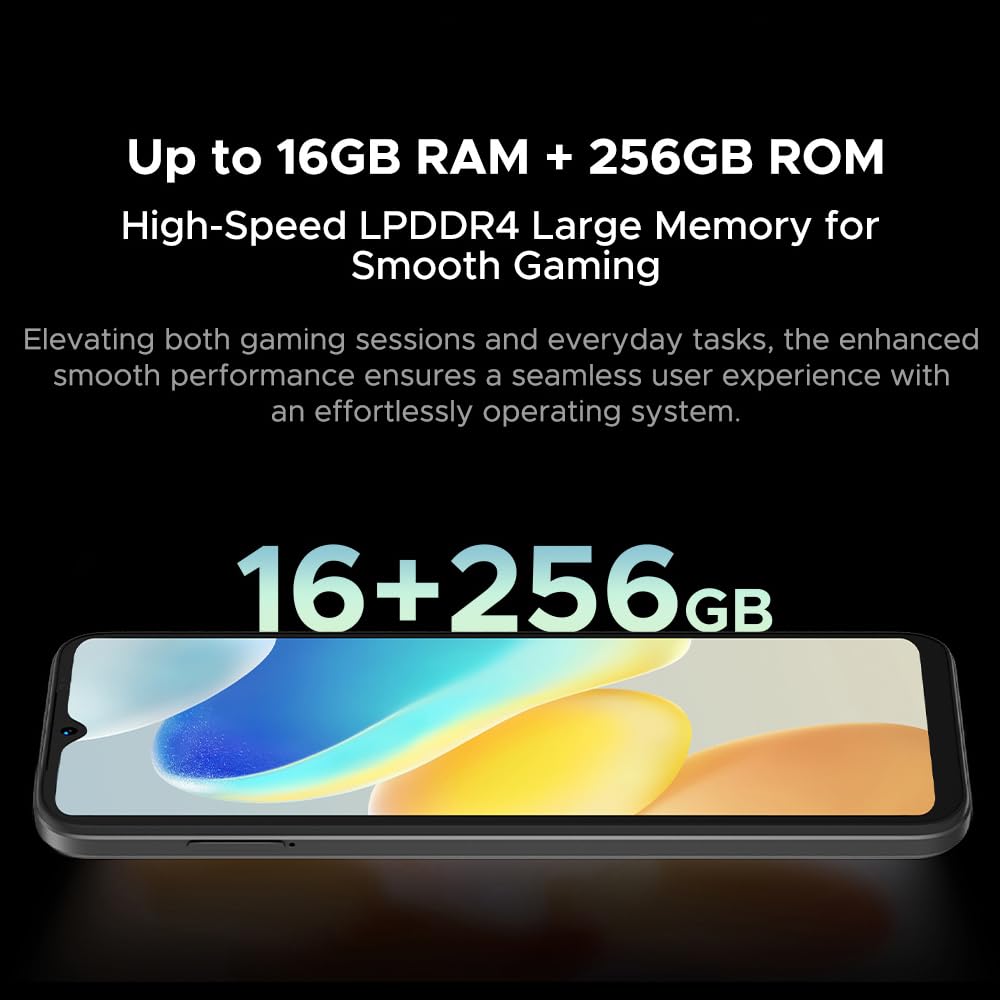 DOOGEE N55 PRO Unlocked Smartphone Ohne Vertrag 2024, 16GB + 256GB 1T-Erweiterung, Android 14, 13MP Kamera + 8MP, 6.56 Zoll, 5150mAh Akku, NFC Simlockfreie Handys 4G Phones Face ID Schwarz