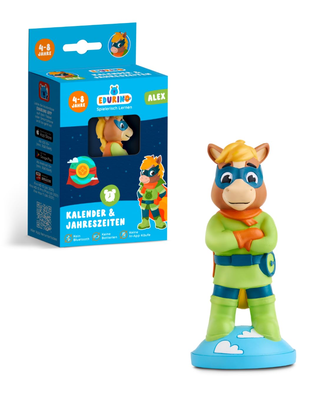 Edurino Figur Alex Jahreszeiten & Kalender ab 4 Jahren inkl. App | Innovatives & digitales Lernspiel | Jahreszeiten verstehen | Wetter & Natur | Kalender, Monate & Wochentage