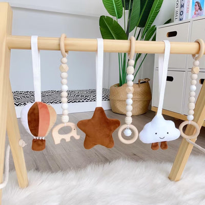 Caudblor Spieltrapez Holz Babyspielzeug Puzzle Gym inkl. Anhänger Babygymnastik aktiv Spielzeug Babyzimmer Kinderzimmer Dekoration