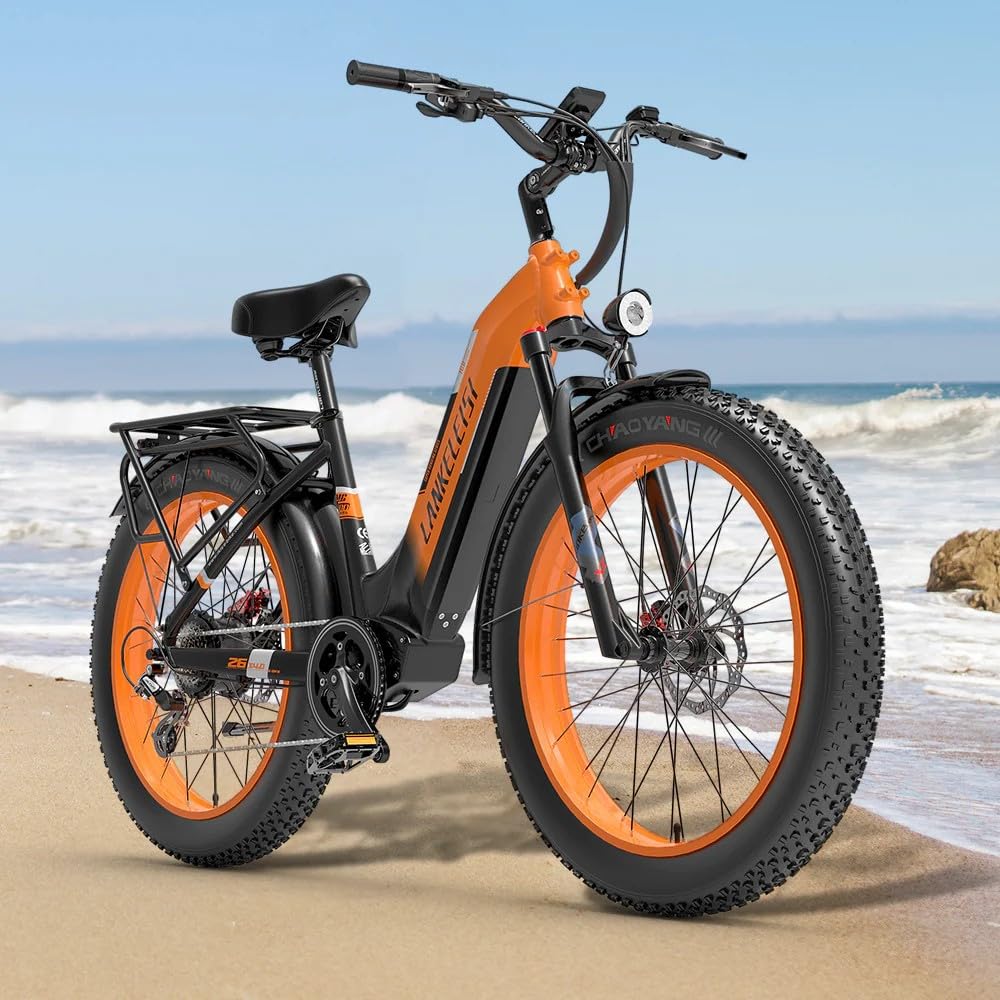 LANKELEISI E Bike Elektrofahrräder-Ebike mit 48V 20Ah Akku, E-Bike Herren 26 x 4.0 Zoll, 7-Gang-All-Terrain Fat Bike mit Drehmomentsensor, Reichweite bis zu 150km