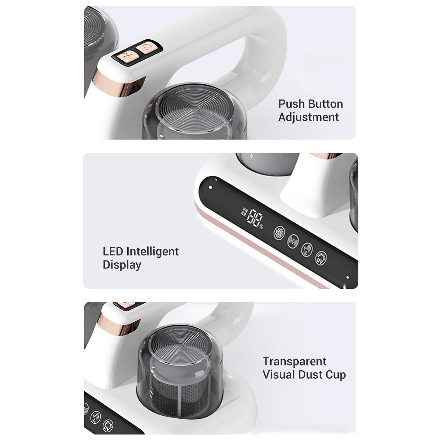 Marhynchus Bettstaubsauger mit Starker Saugleistung von 16 KPa und UV-Licht, Ultraschallwellen Zur Abtötung von Allergenen, Kabelloses Design für Gründliche Reinigung Rund um das Bett,