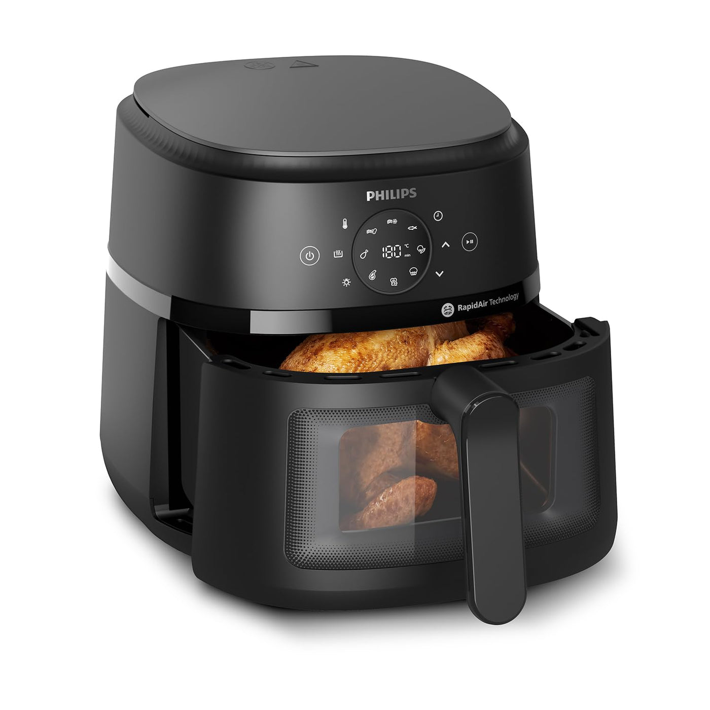 Philips Airfryer 2000 Serie – 13 Zubereitungsmöglichkeiten, 6,2l Fassungsvermögen, kompaktes Design mit Kochfenster, RapidAir-Technologie, 90% weniger Fett, leicht zu reinigen (NA230/00)