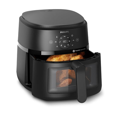 Philips Airfryer 2000 Serie – 13 Zubereitungsmöglichkeiten, 6,2l Fassungsvermögen, kompaktes Design mit Kochfenster, RapidAir-Technologie, 90% weniger Fett, leicht zu reinigen (NA230/00)