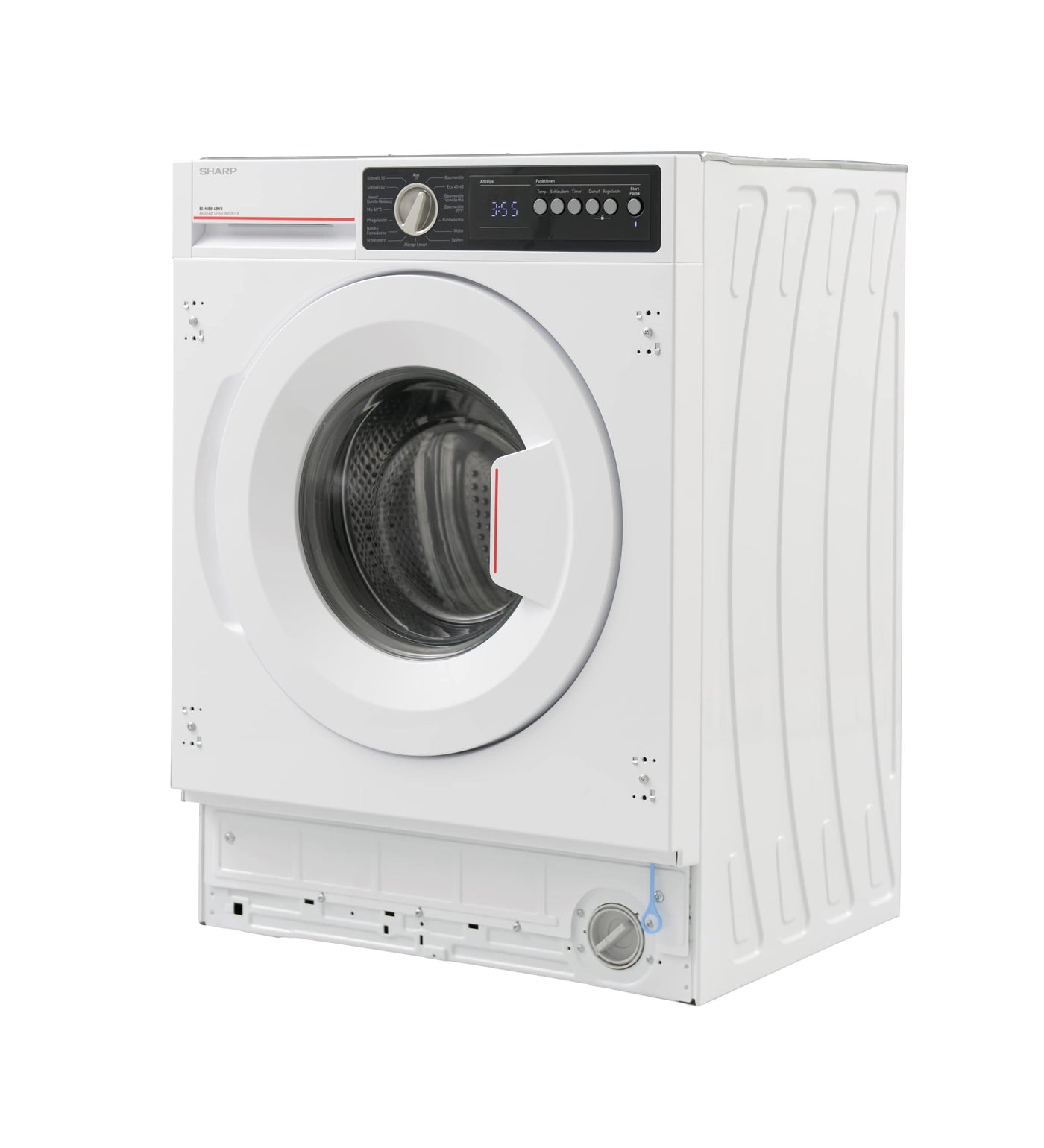 Sharp ES-NIB814BWB-DE Einbau-Waschmaschine Frontlader, B (A bis G), 8 kg, 1400 U/min, 15 Programme inkl. 15 min Kurzprogramm, AquaStop, Weiß
