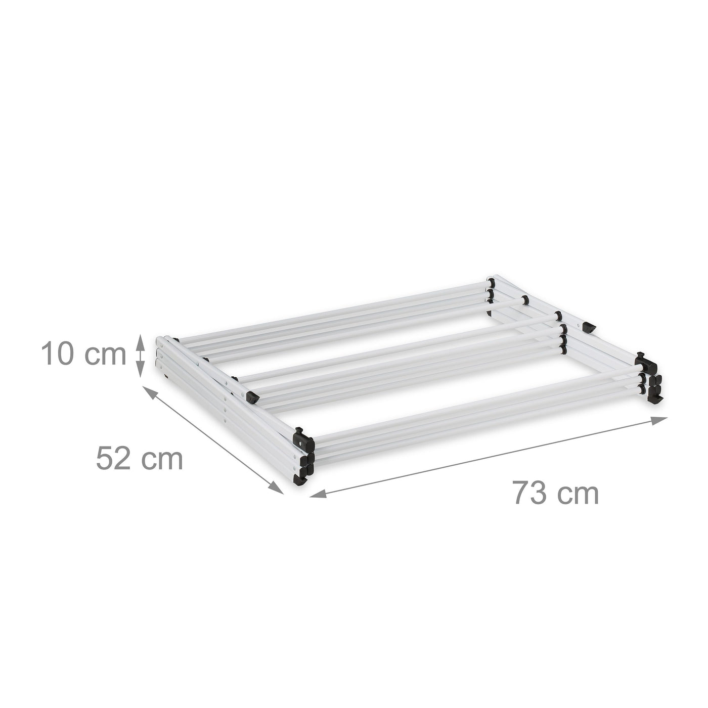 Relaxdays Wäscheständer klappbar, 11 Stangen, 6 Ebenen, HBT: 105x73x37 cm, Wäscheturm, Metall Wäschegestell, weiß