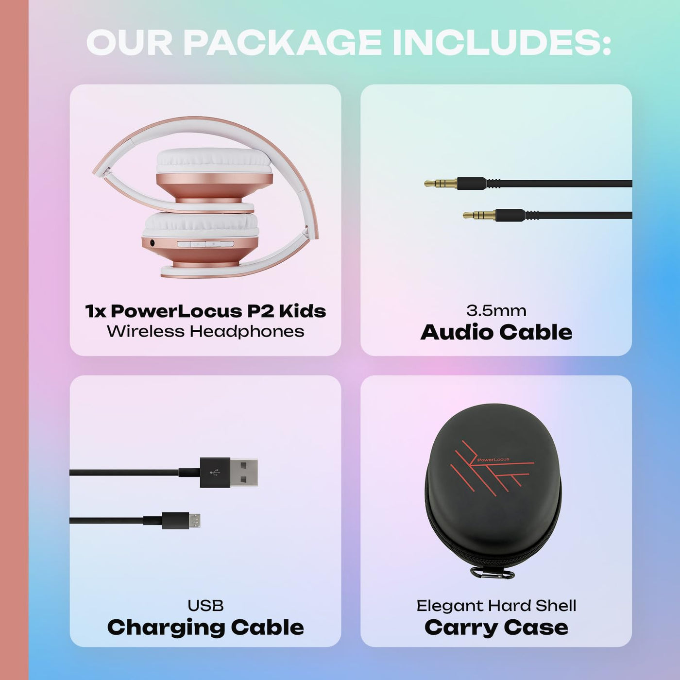 Kinder Kopfhörer, PowerLocus KinderKopfhörer Bluetooth mit 85dB Lautstärkebegrenzung, Faltbar mit Tragetasche, Kopfhörer Over Ear Kabellose und Kabel mit Mikrofon, Micro-SD-Modus für Handy, PC, Tablet