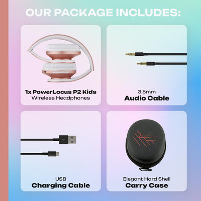 Kinder Kopfhörer, PowerLocus KinderKopfhörer Bluetooth mit 85dB Lautstärkebegrenzung, Faltbar mit Tragetasche, Kopfhörer Over Ear Kabellose und Kabel mit Mikrofon, Micro-SD-Modus für Handy, PC, Tablet