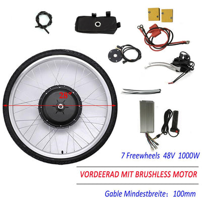 DHQCQL E-Bike Umbausatz 28 Zoll, 48V 1000W Vorderrad E-Bike Conversion Kit, Elektro-Fahrrad Vorderrad Umbausatz für Snowbikes Elektrofahrräder Elektromotorräder