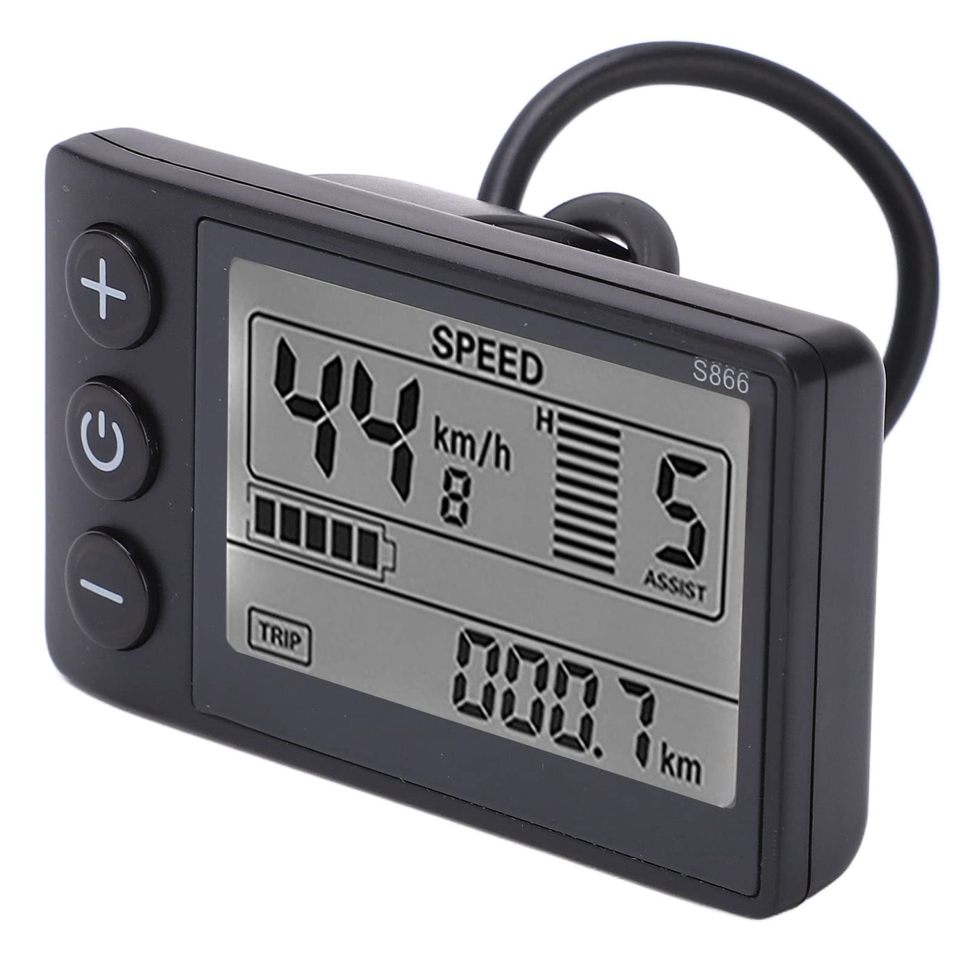 BOROCO Elektrofahrräder LCD Display,S866 24V 36V 48V Elektrisches E Bike Display,Fahrradzubehör Meter Bedienfeld mit Wasserdichtem Stecker (22.2 mm)