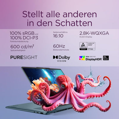 Lenovo Yoga 7 2-in-1 Laptop | Copilot+ PC | 14" WUXGA OLED Display | AMD Ryzen AI 5 | AMD Radeon Grafik | 16GB RAM | 512GB SSD | Win11 | QWERTZ | Tidal Teal | Inkl. Pen | 3 Monate Premium Care