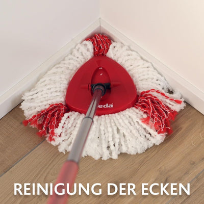 Vileda Turbo Wischmopp Komplett Set mit extra 2in1 Moppkopf, Bodenwischer mit Teleskopstiel, 2 Mikrofaser Moppköpfe mit Kraftfasern und Eimer mit Powerschleuder, schnell und reinigungsstark