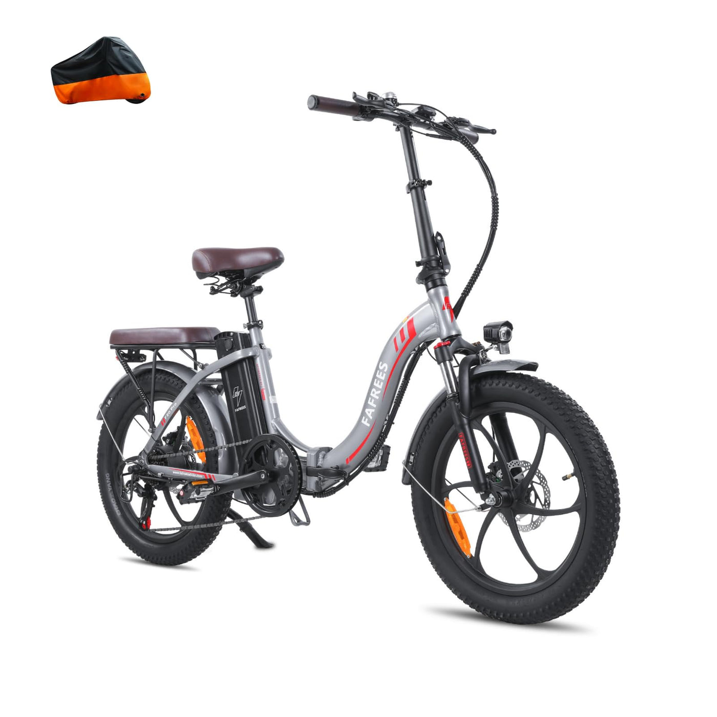 Fafrees F20 PRO E-Bike Klapprad Elektrofahrrad 20 Zoll Fatbike, 250W Motor 36V 18AH Akku, 20 * 3,0 Zoll Mountainbike Elektrofahrrad 40 Nm (Autoabdeckung, grau)