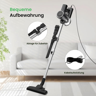 Vexilar 5-in-1 Staubsauger, 600W/28KPa Staubsauger mit Kabel, Leicht Handstaubsauger mit 7m Kabellänge, 800ml Staubbehälter, Stielstaubsauger mit Kabel für Boden, Teppich, Haare