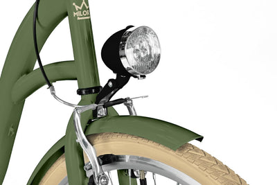 Balticuz OU Komfort Fahrrad Citybike Mit Weidenkorb Damenfahrrad Hollandrad Retro, 26 Zoll, Grün-Creme, 7-Gang
