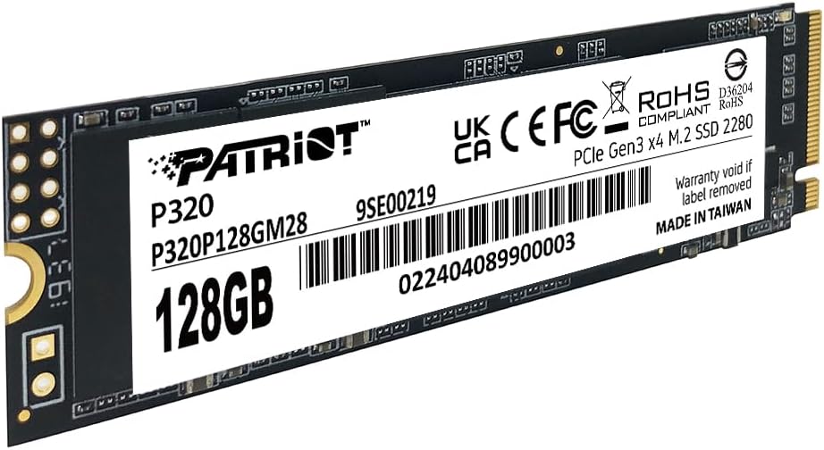 Patriot P320 128GB Interne SSD - NVMe PCIe Gen 3x4 - M.2 2280 - Solid State Drive - P320P128GM28