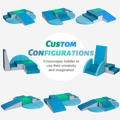 Wilwolfer Schaumstoff Bausteine Kinder Klettern Indoor: 6 Softbausteine Riesenbausteine Spielbausteine - Weiche Bausteine Baby Montessori Großbausteine Kletterspielzeug Outdoor Doppelte Treppe-Set