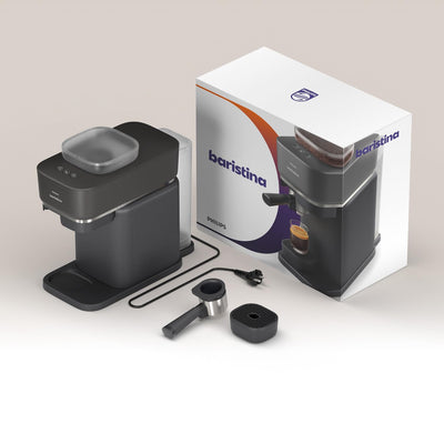 Philips Baristina Espressomaschine - Real Espresso, made simple. Kompakte Kaffeemaschine, Naturweiß mit Eschenholz-Siebträger, 16-bar-Pumpendruck, automatisches Mahlwerk, Cafe Crema (BAR302/20)