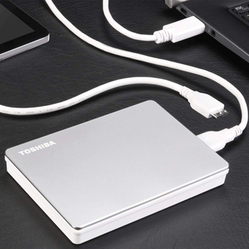 Toshiba 1TB Canvio Flex Portable External Hard Drive for Mac, Windows PC and Tablet use, compatible with most USB-C and USB-A devices, Silver (HDTX110ESCAA)