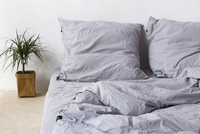 HOP DESIGN Bettwäsche 135x200 Hellgrau - Baumwoll Bettwäsche 135x200 mit 1 Kissen Bezug 80x80 - Allergiker Bettwäsche-Sets - Duvet Cover