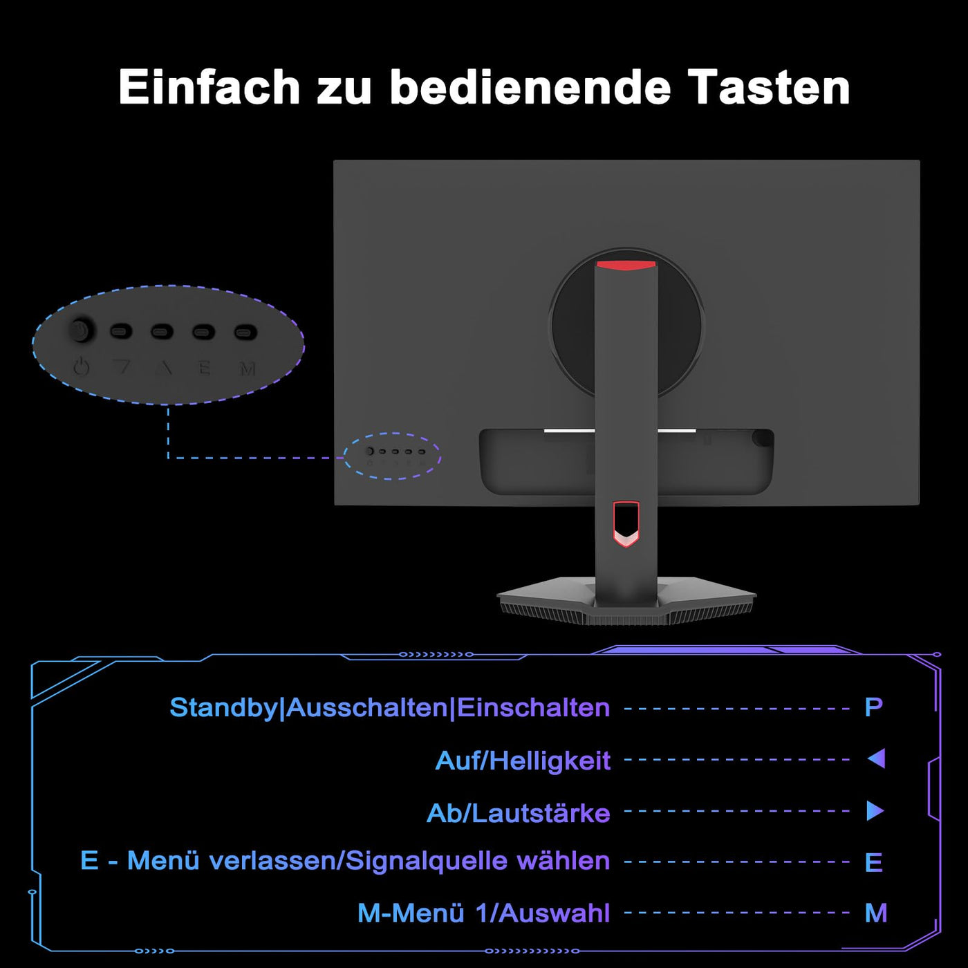 Minifire Gaming Monitor 24",180 Hz, WQHD(2560 x 1440),Nano IPS, OD 1ms, HDR, 130% sRGB, AMD FreeSync+,Motion Blur Reduction Technologie, VESA(75 x 75 mm) - Schwarz MFG24X5Q