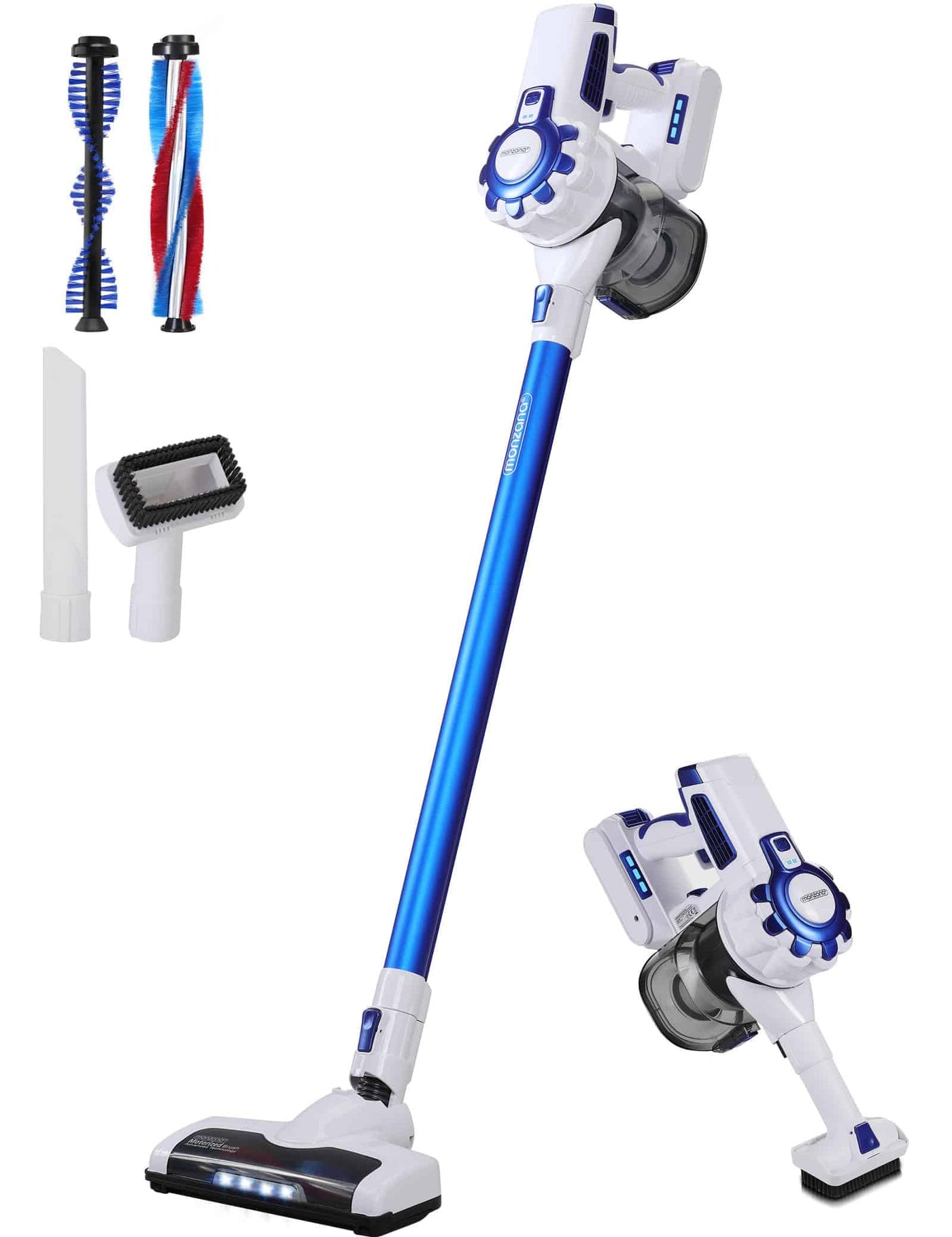 Monzana® Akku Staubsauger Kabellos Schnellladefunktion Beutellos 40min Handstaubsauger Stabstaubsauger Teppich Tierhaare Auto HEPA Filter Blau